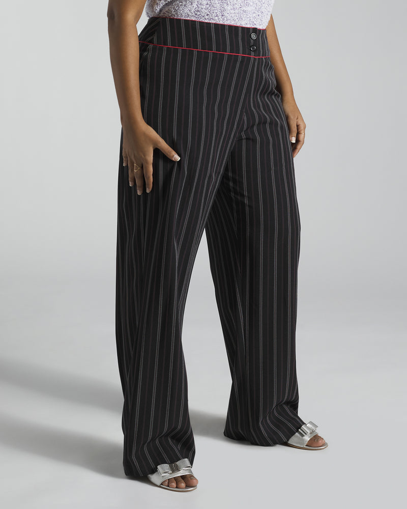 Sundance Womens Sierra Side Button Linen Blend Black Pinstripe Pants Sz 12  34x30 | eBay